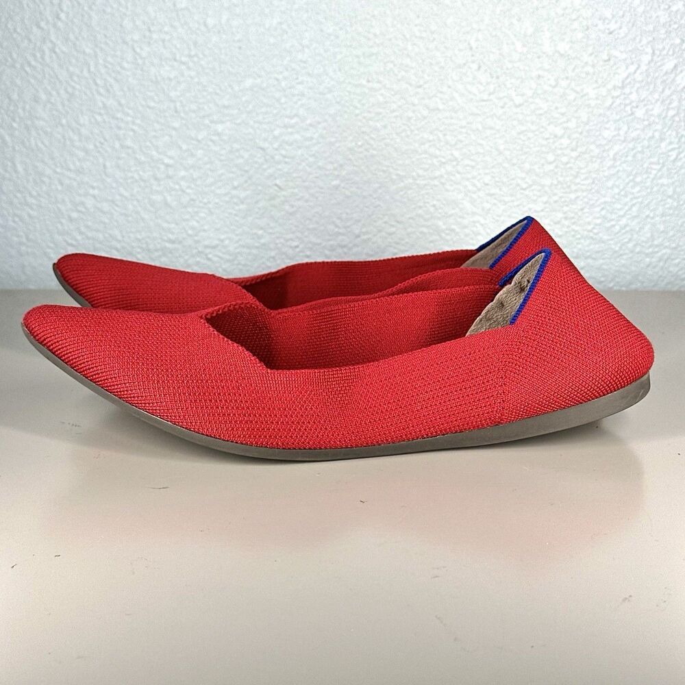 Rothy’s The Point Flats Red And Blue Knit Women’s Size 9.5 Washable Comfort - Picture 5 of 14